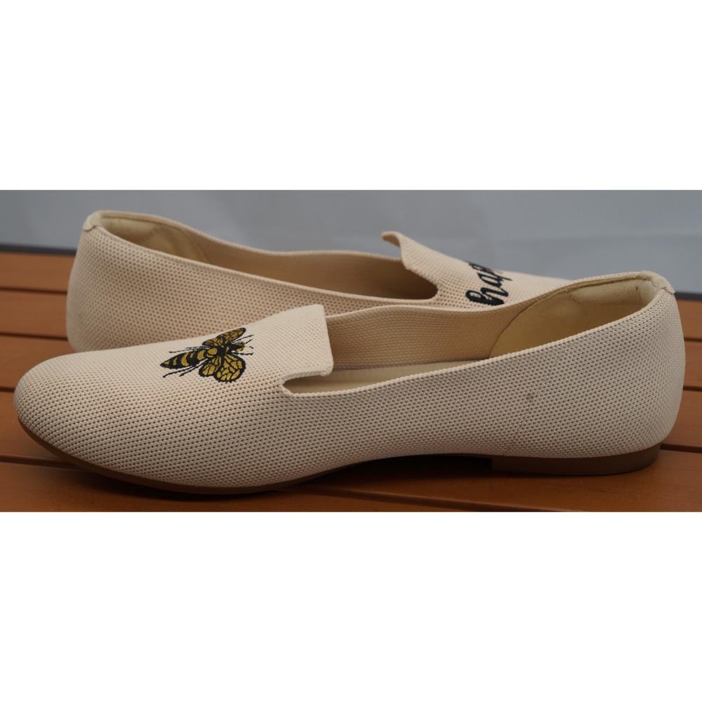 Vivaia, Round-Toe Embroidered Loafers (Audrey) - cream ivory-bee happy. Sz 39.5 - Picture 8 of 11